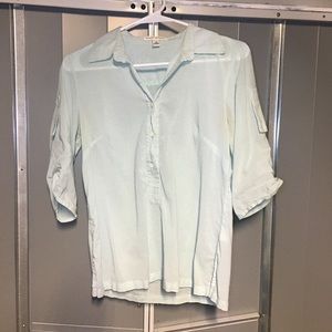 BANANA REPUBLIC Light Mint Blue Half Button Blouse Medium